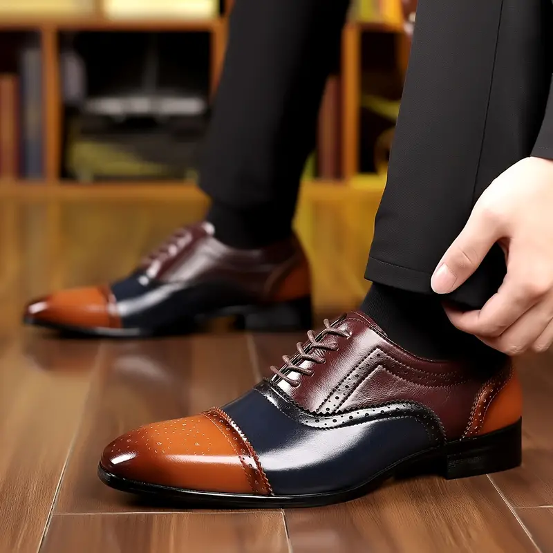 cap toe brogue shoes men s casual breathable anti skid lace details 15
