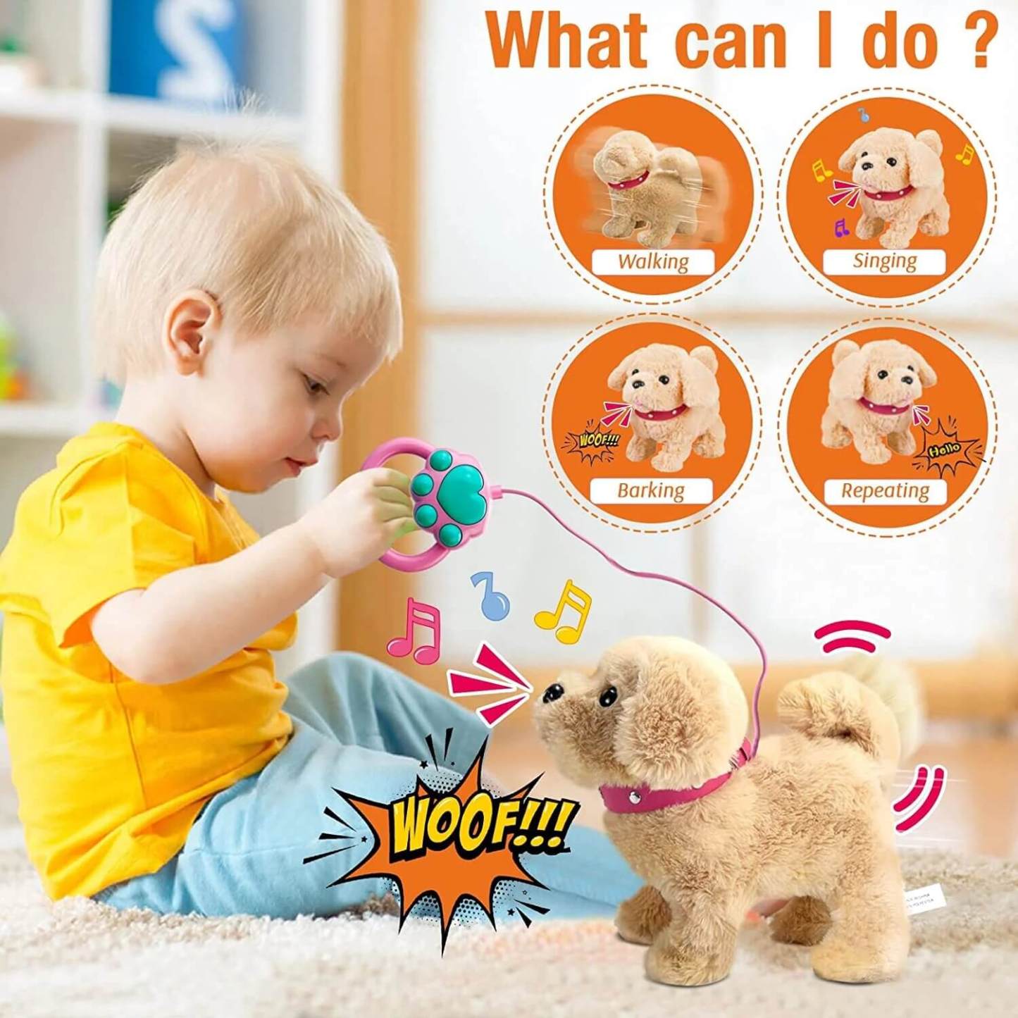 Toy dog, children's plush electric toy can walk simulation dog