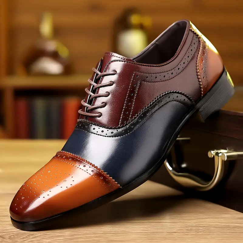 cap toe brogue shoes men s casual breathable anti skid lace details 11