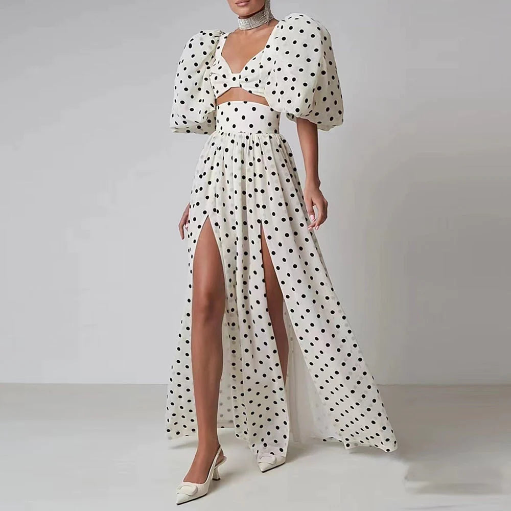 Beach holiday style sexy slit skirt suit