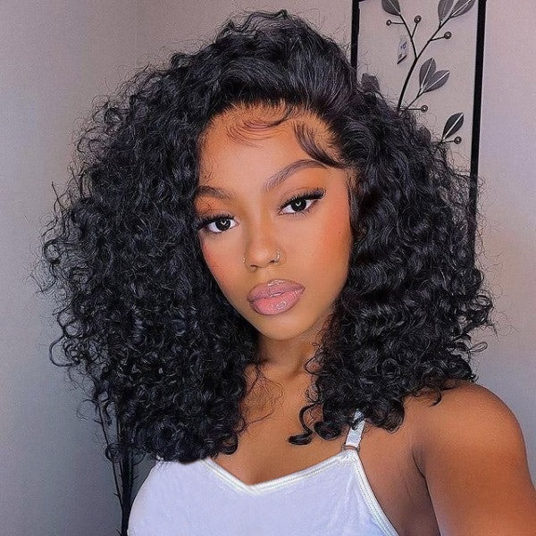 Invisible Knots Glueless Bob Wig Water Wave Human Hair Bob Wigs 5x5 HD Lace Closure Pre Cut Wigs