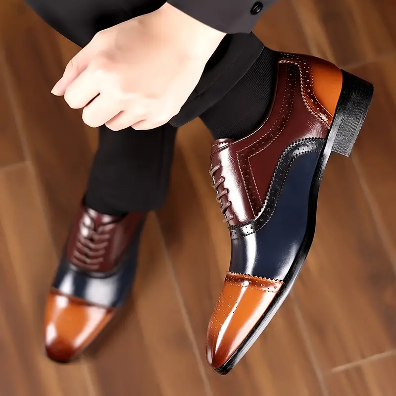cap toe brogue shoes men s casual breathable anti skid lace details 13