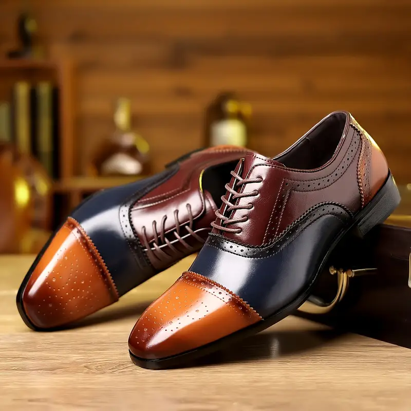cap toe brogue shoes men s casual breathable anti skid lace details 12