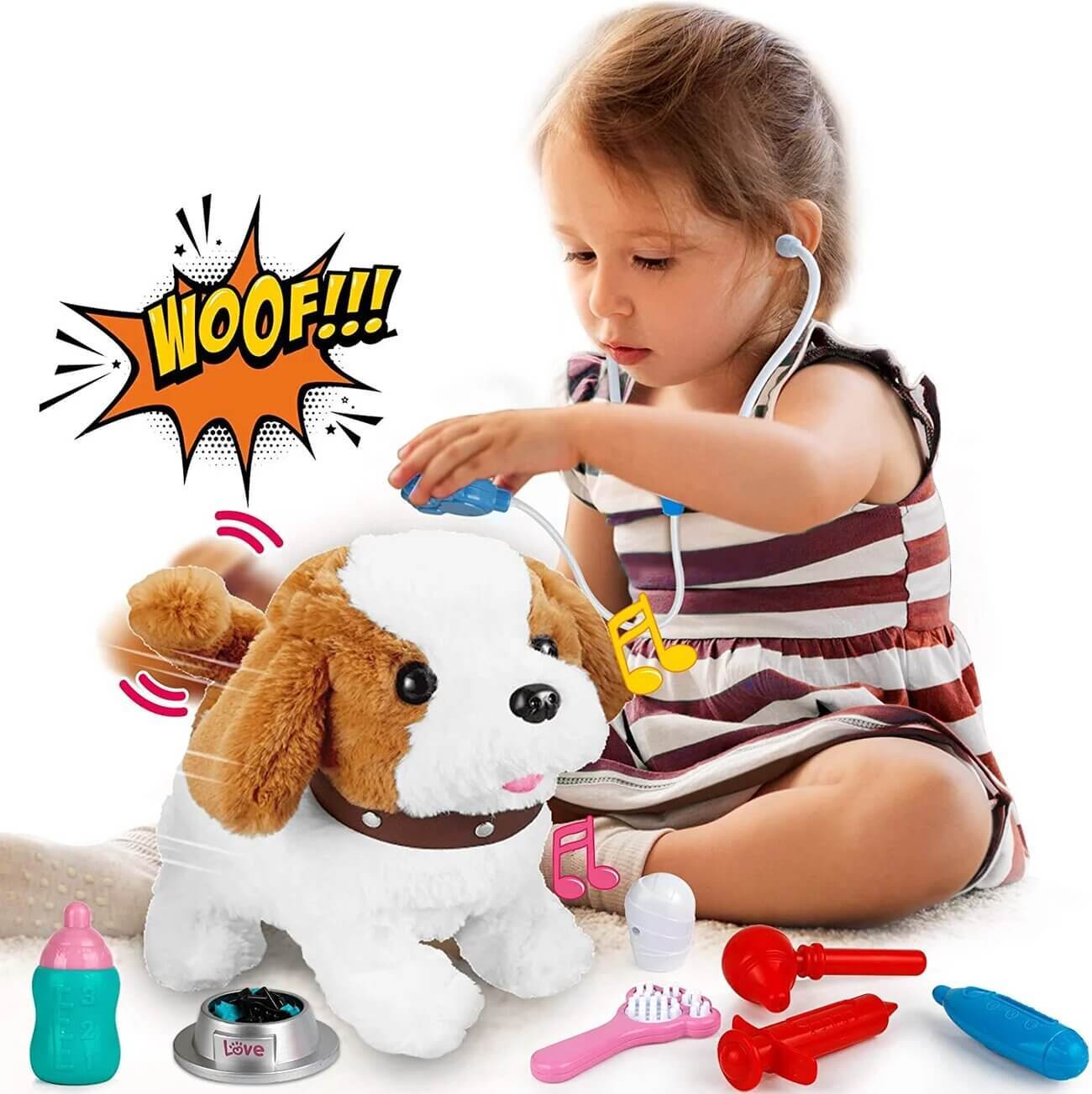 Toy dog, children's plush electric toy can walk simulation dog