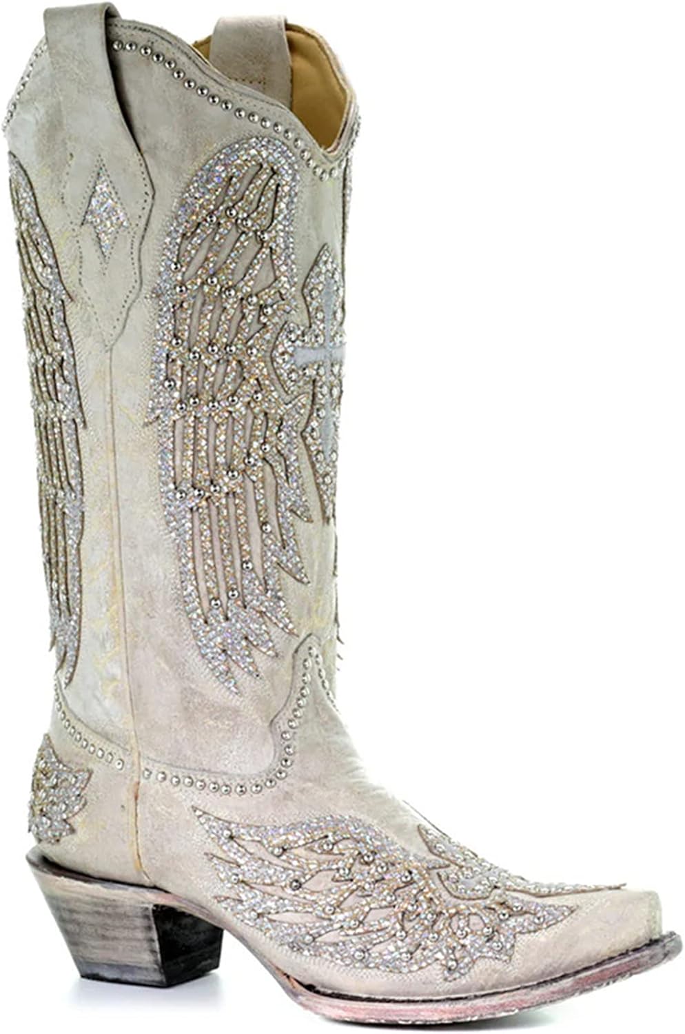 Cowboy Boots for Women Booties Cowboy Western Boots Rhinestone Snip Toe Chunky Knee High Boots