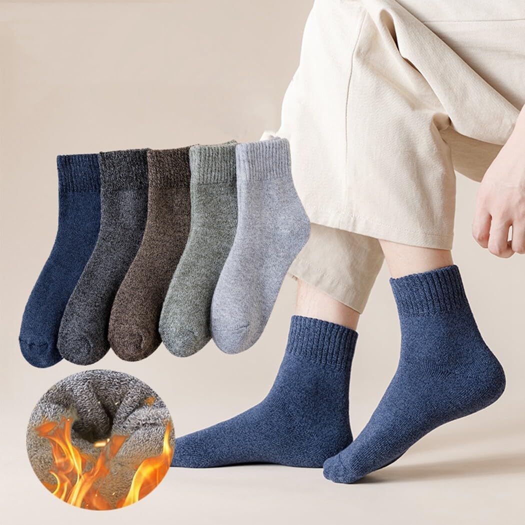Winter Thick Classic Casual Crew Socks for Men: Lightweight 5-Pair Vintage Decorative Dress Running Outdoor Socks