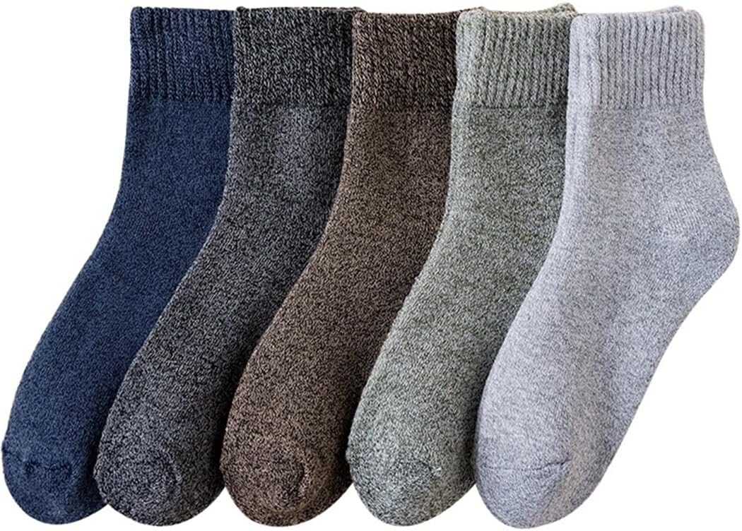Winter Thick Classic Casual Crew Socks for Men: Lightweight 5-Pair Vintage Decorative Dress Running Outdoor Socks