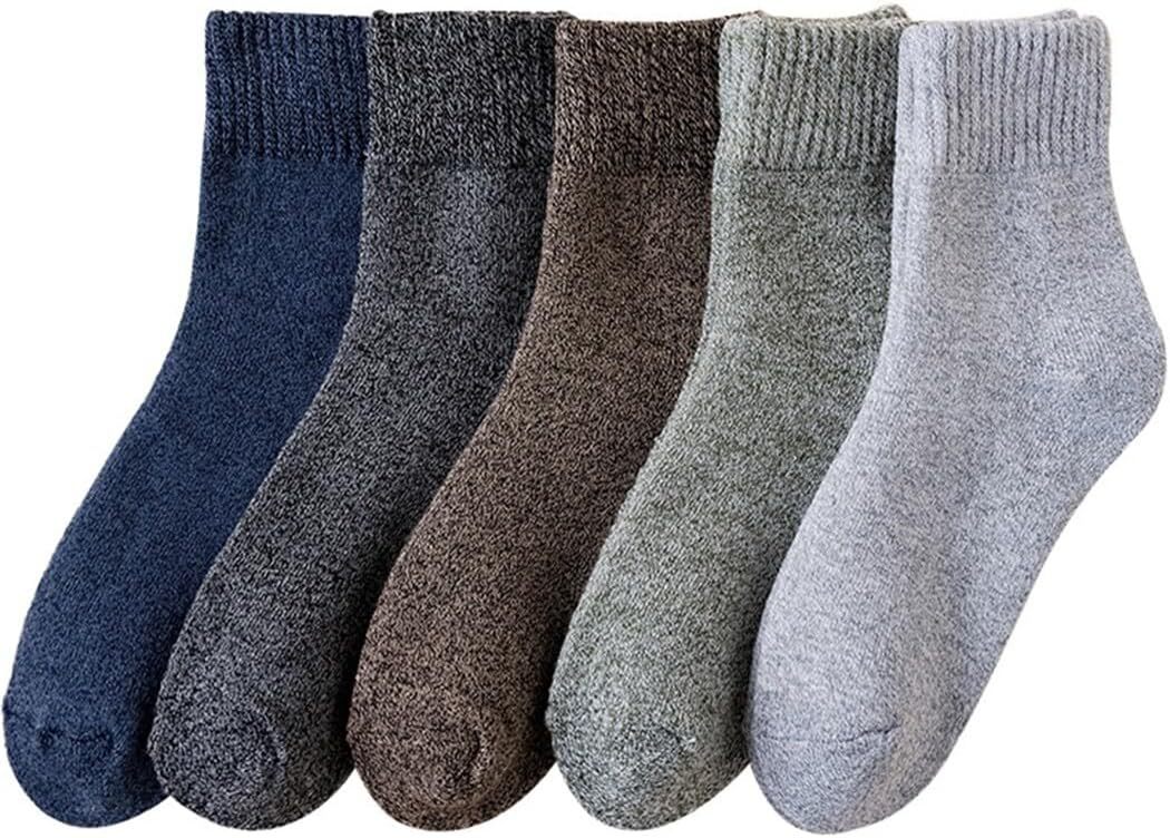 Winter Thick Classic Casual Crew Socks for Men: Lightweight 5-Pair Vintage Decorative Dress Running Outdoor Socks