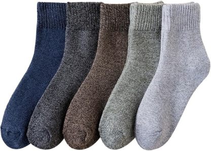 Winter Thick Classic Casual Crew Socks for Men: Lightweight 5-Pair Vintage Decorative Dress Running Outdoor Socks