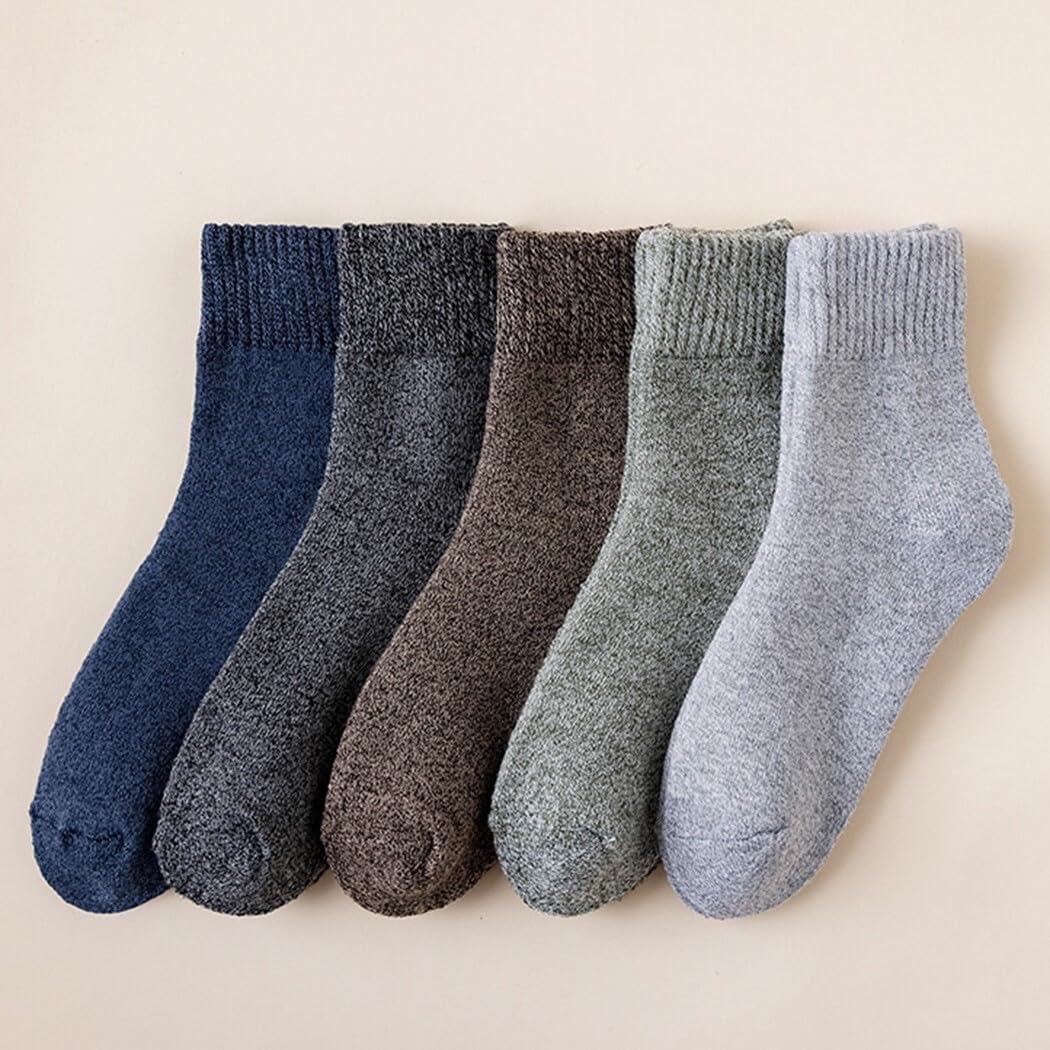 Winter Thick Classic Casual Crew Socks for Men: Lightweight 5-Pair Vintage Decorative Dress Running Outdoor Socks