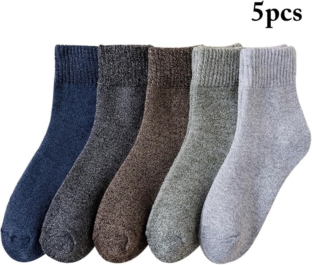 Winter Thick Classic Casual Crew Socks for Men: Lightweight 5-Pair Vintage Decorative Dress Running Outdoor Socks