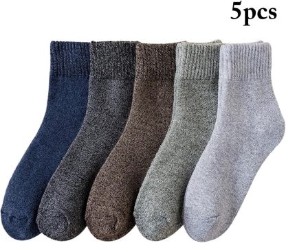 Winter Thick Classic Casual Crew Socks for Men: Lightweight 5-Pair Vintage Decorative Dress Running Outdoor Socks