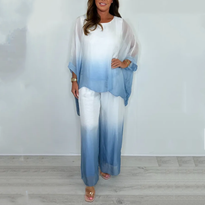 Mesh Mix Dip Dye Loose Flowy Top & Trouser Set
