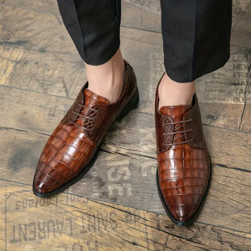 formal dress shoes crocodile embossed pointed top durable details 7
