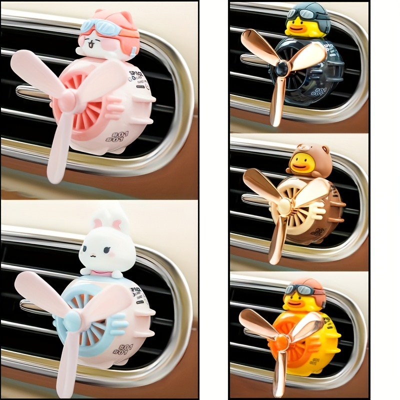 Cute Pilot Duck Car Air Freshener, Car Diffuser Rotating Propeller Cartoon Car Air Vent Fan Creative Car Perfume Decoration For Cars Air Vent