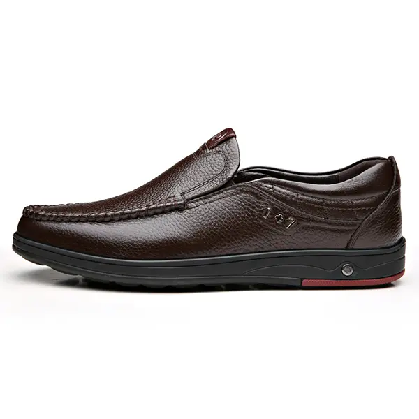 Comfy Casual Business Genuine Leather Slip On Soft Oxfords
