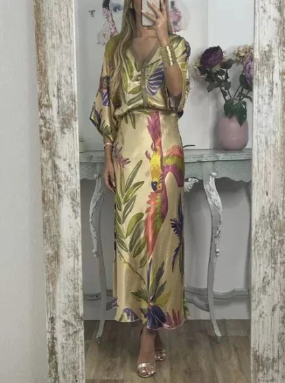 Elegant V-Neck-Two-Piece Dress