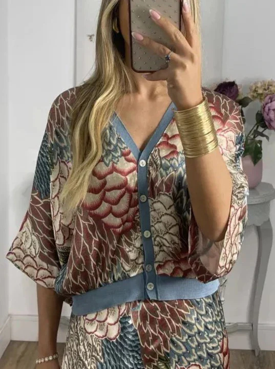 Elegant V-Neck-Two-Piece Dress