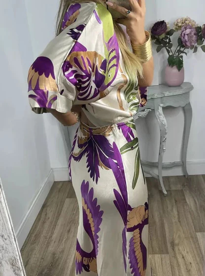 Elegant V-Neck-Two-Piece Dress