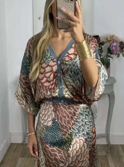Elegant V-Neck-Two-Piece Dress