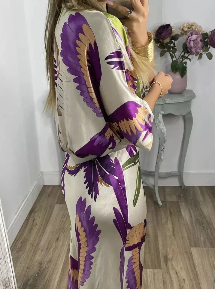 Elegant V-Neck-Two-Piece Dress