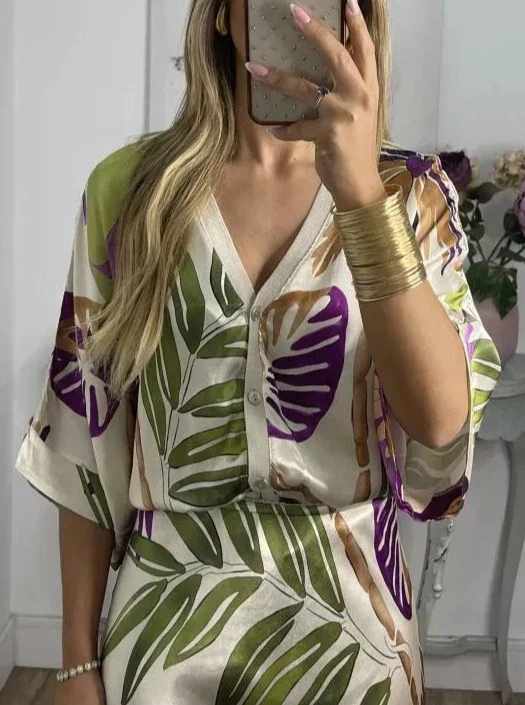 Elegant V-Neck-Two-Piece Dress