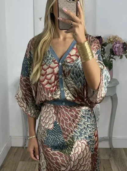 Elegant V-Neck-Two-Piece Dress