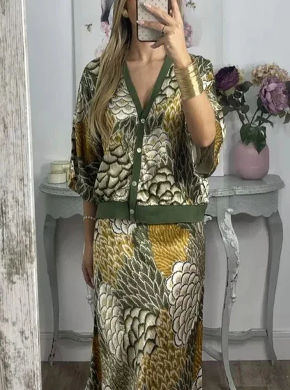 Elegant V-Neck-Two-Piece Dress