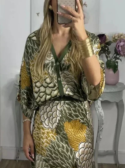 Elegant V-Neck-Two-Piece Dress