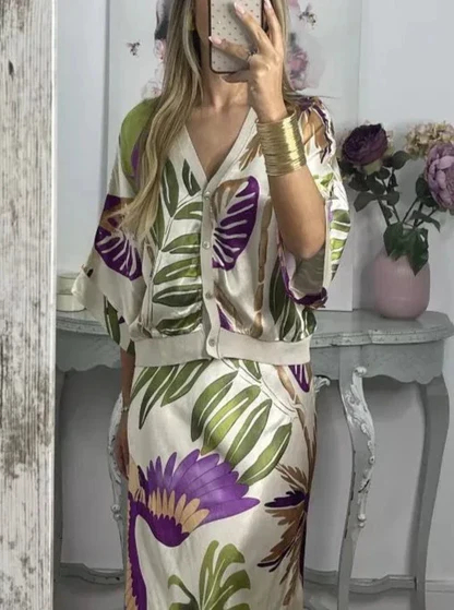 Elegant V-Neck-Two-Piece Dress