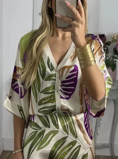 Elegant V-Neck-Two-Piece Dress