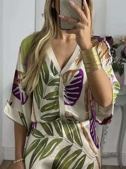 Elegant V-Neck-Two-Piece Dress