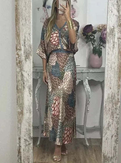 Elegant V-Neck-Two-Piece Dress