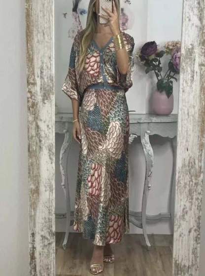Elegant V-Neck-Two-Piece Dress