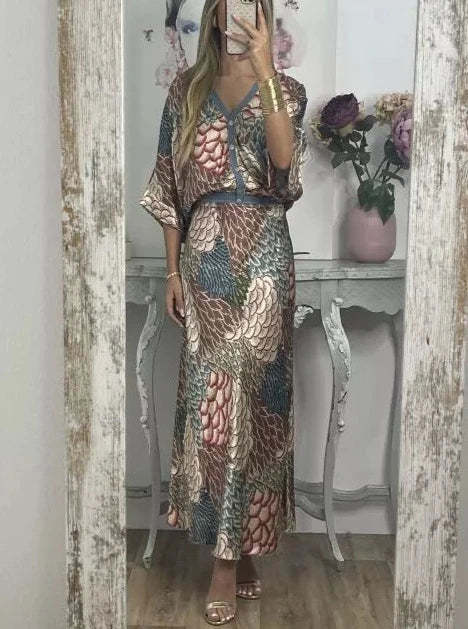Elegant V-Neck-Two-Piece Dress