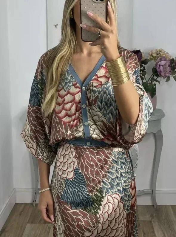 Elegant V-Neck-Two-Piece Dress