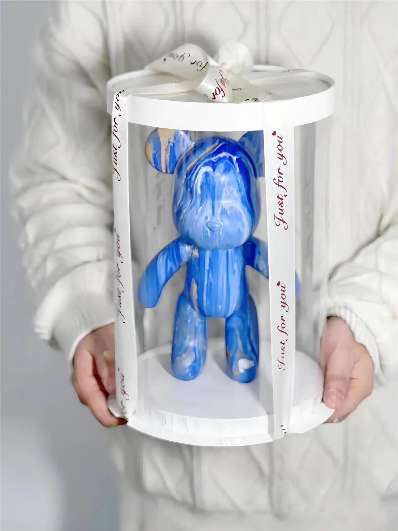 Fluid Bear White Embryo Diy Handmade Internet Celebrity Fluid Violent Bear Ornaments