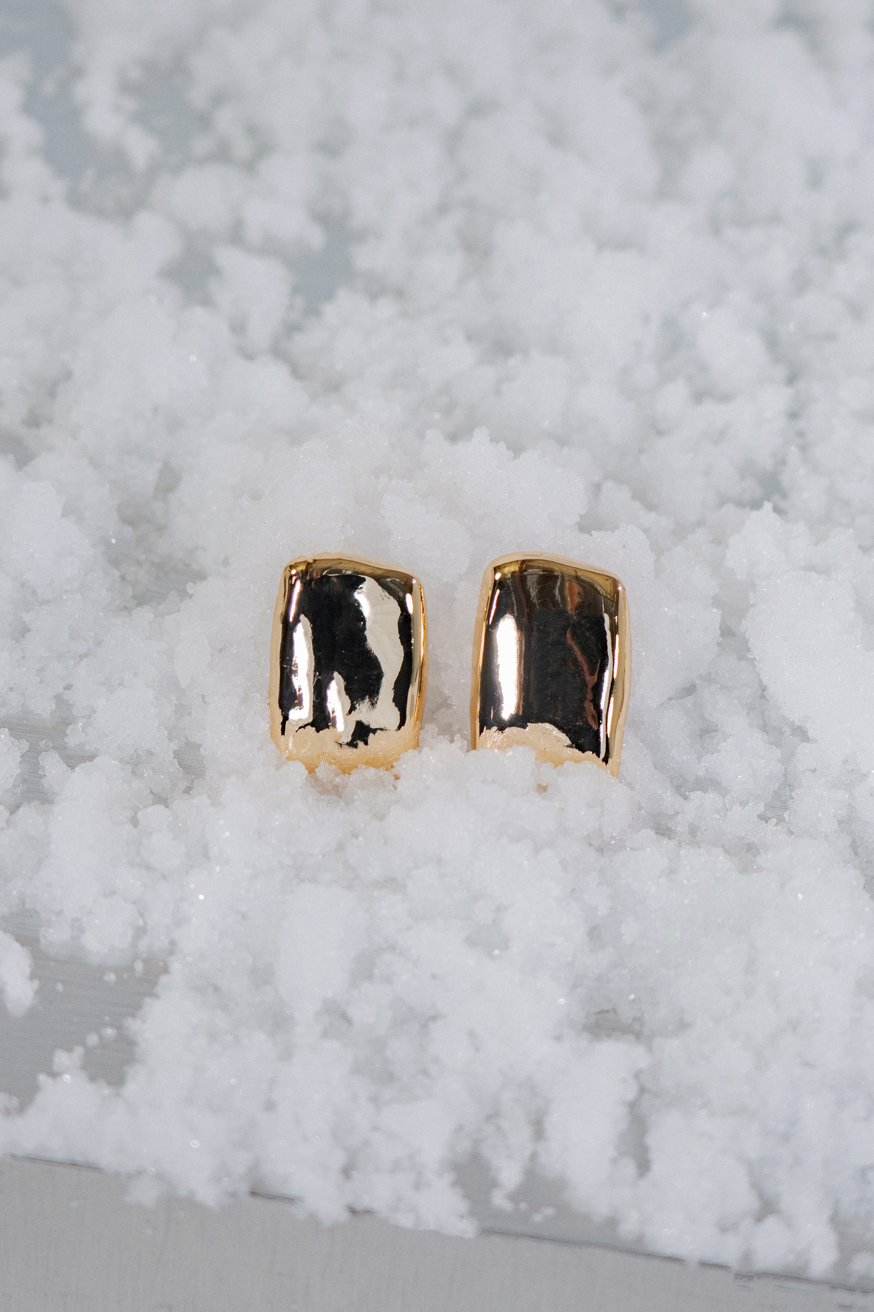 Chic Rectangular Gold and Silver - Tone Stud Earrings