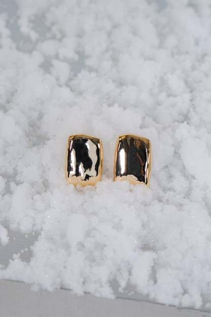 Chic Rectangular Gold and Silver - Tone Stud Earrings
