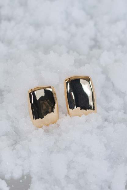 Chic Rectangular Gold and Silver - Tone Stud Earrings
