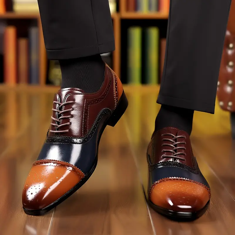 cap toe brogue shoes men s casual breathable anti skid lace details 14