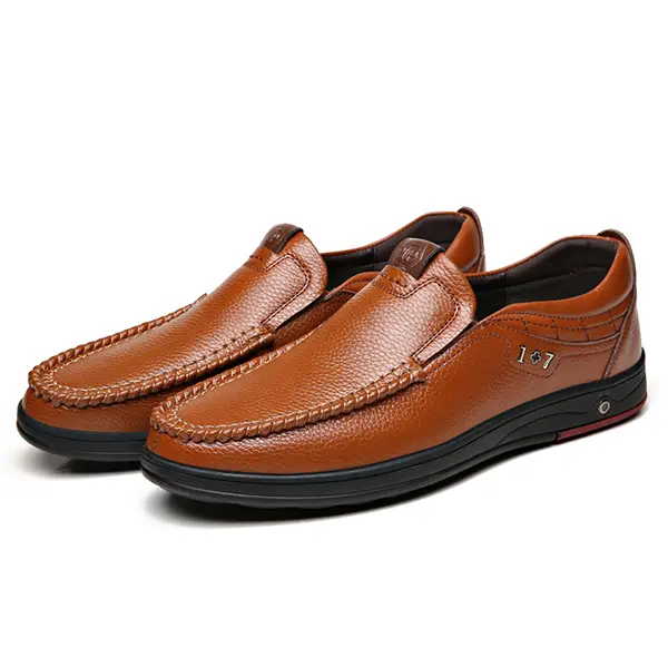 Comfy Casual Business Genuine Leather Slip On Soft Oxfords
