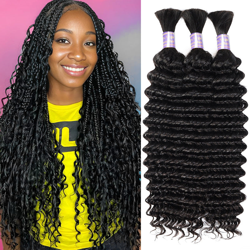 Deep Wave Bulk Human Hair For Braiding No Weft Bulk Hair Bundles