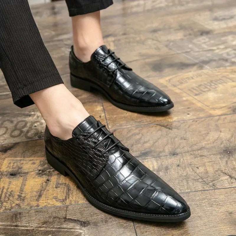 formal dress shoes crocodile embossed pointed top durable details 10