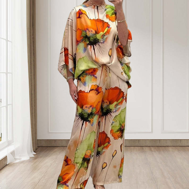 🔥BUY 2 GET 10% OFF💕Stylish Watercolor Floral Print Loose 2-Piece Sui