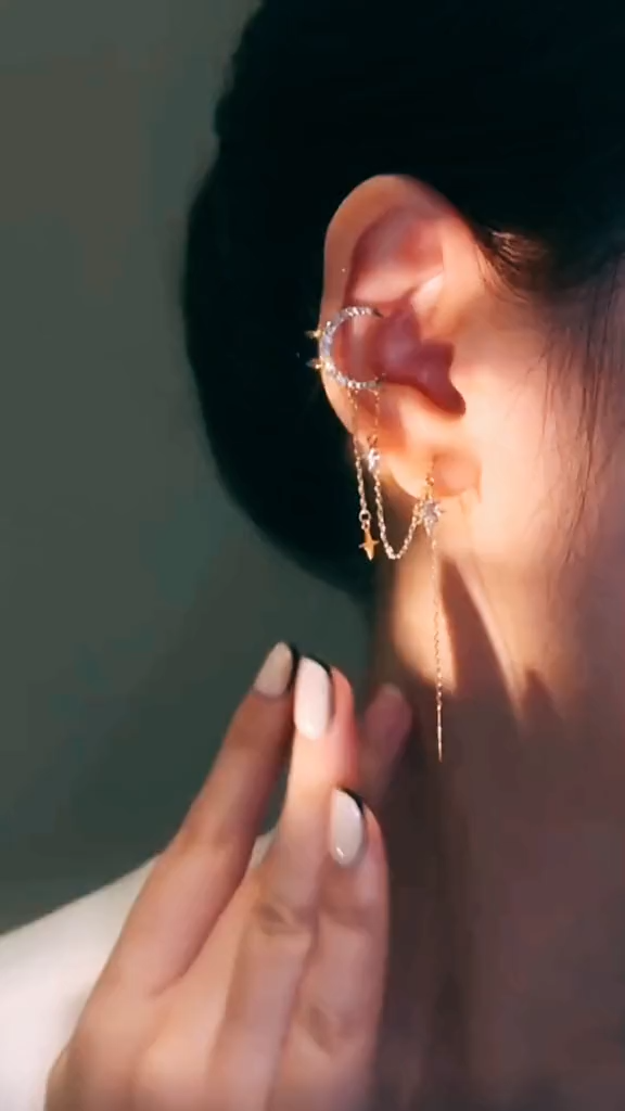 Star tassel earrings with diamonds