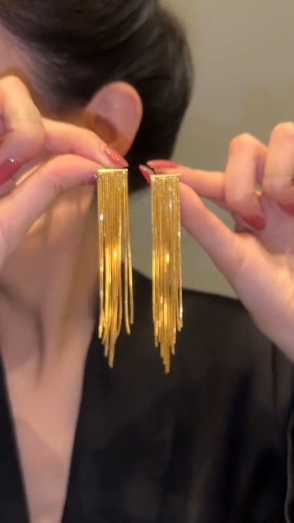 Star tassel earrings with diamonds
