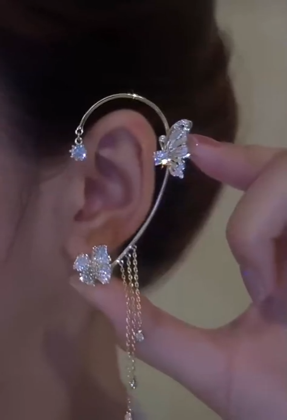 Star tassel earrings with diamonds