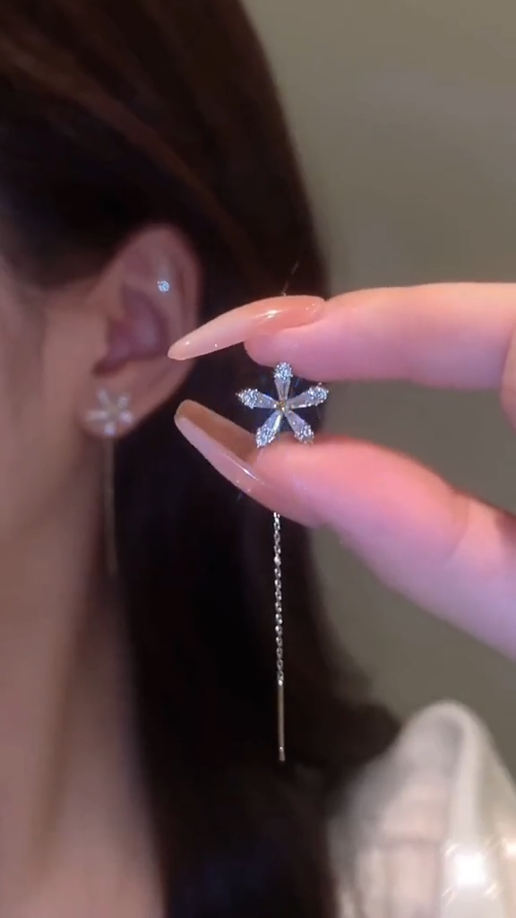 Star tassel earrings with diamonds