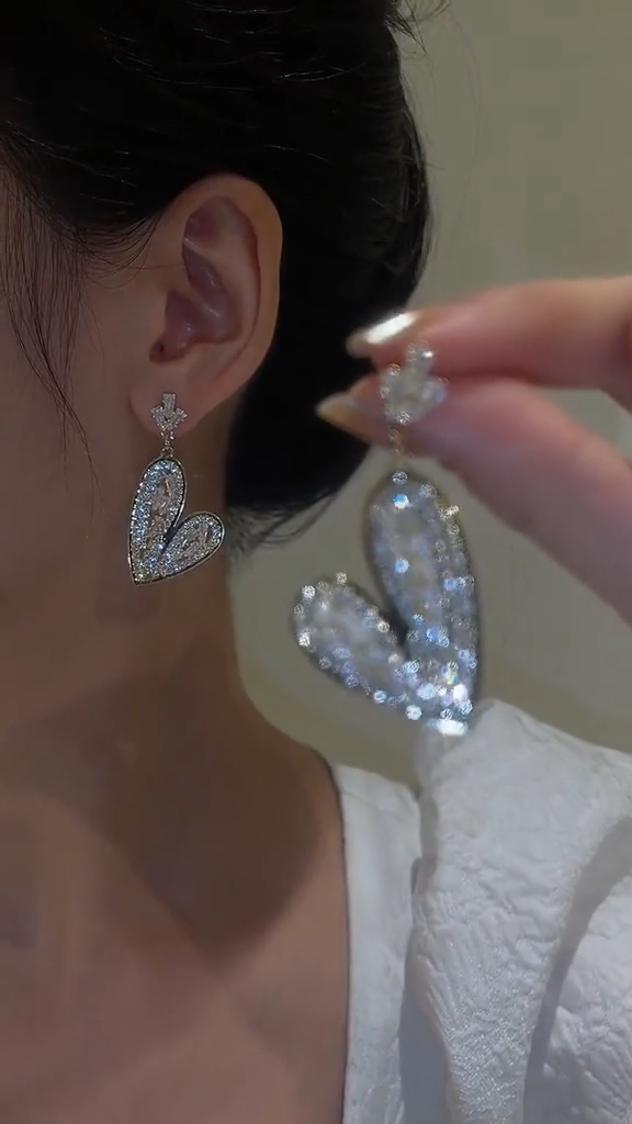 Star tassel earrings with diamonds